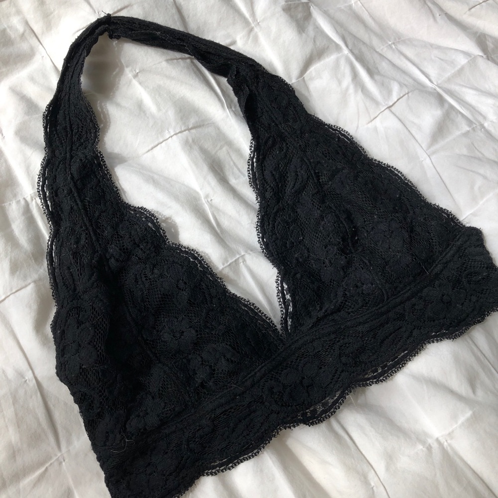 Urban Outfitters Black Lace Halter Bralette